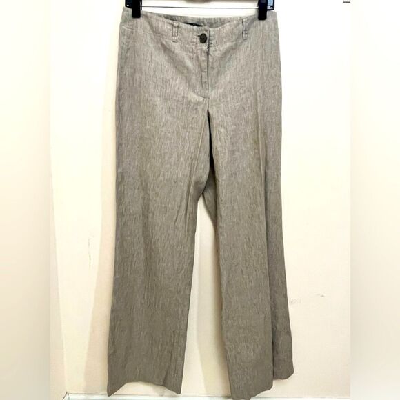 Nic & Zoe Natural Tan Linen Blend Straight Leg Trouser Pants 6 - Picture 1 of 7